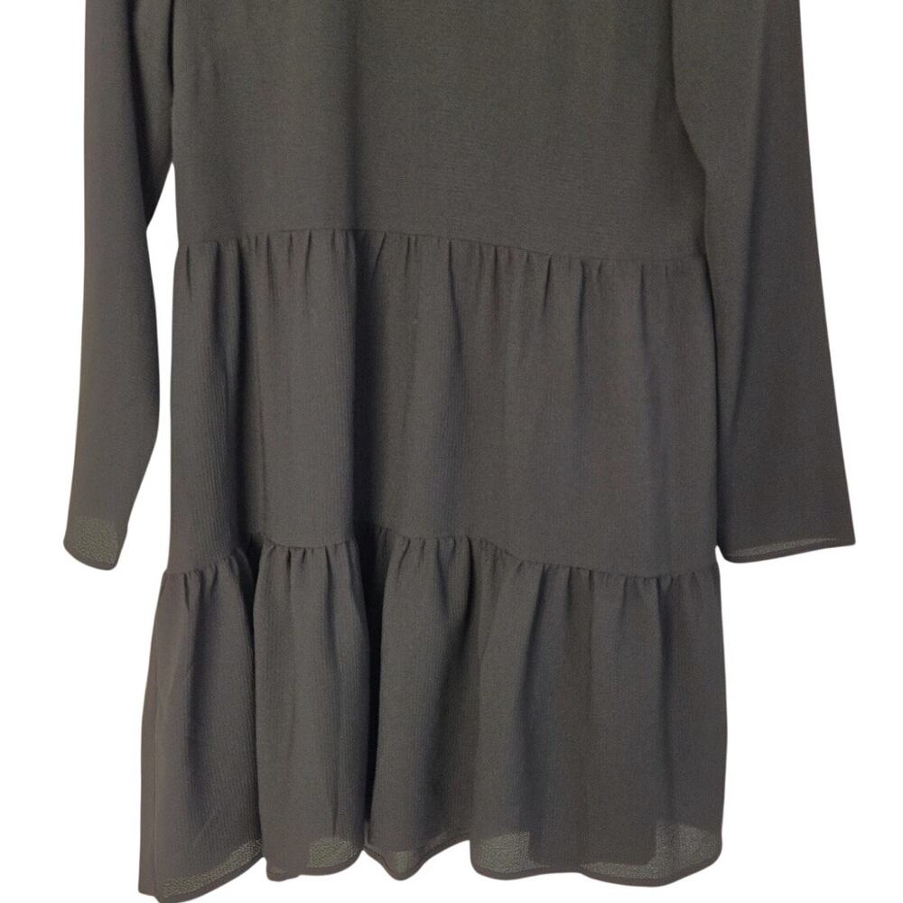 Indie Sleaze Long Sleeve Tiered Smock Black Minimalist Babydoll Mini Dress 6 - Picture 5 of 9